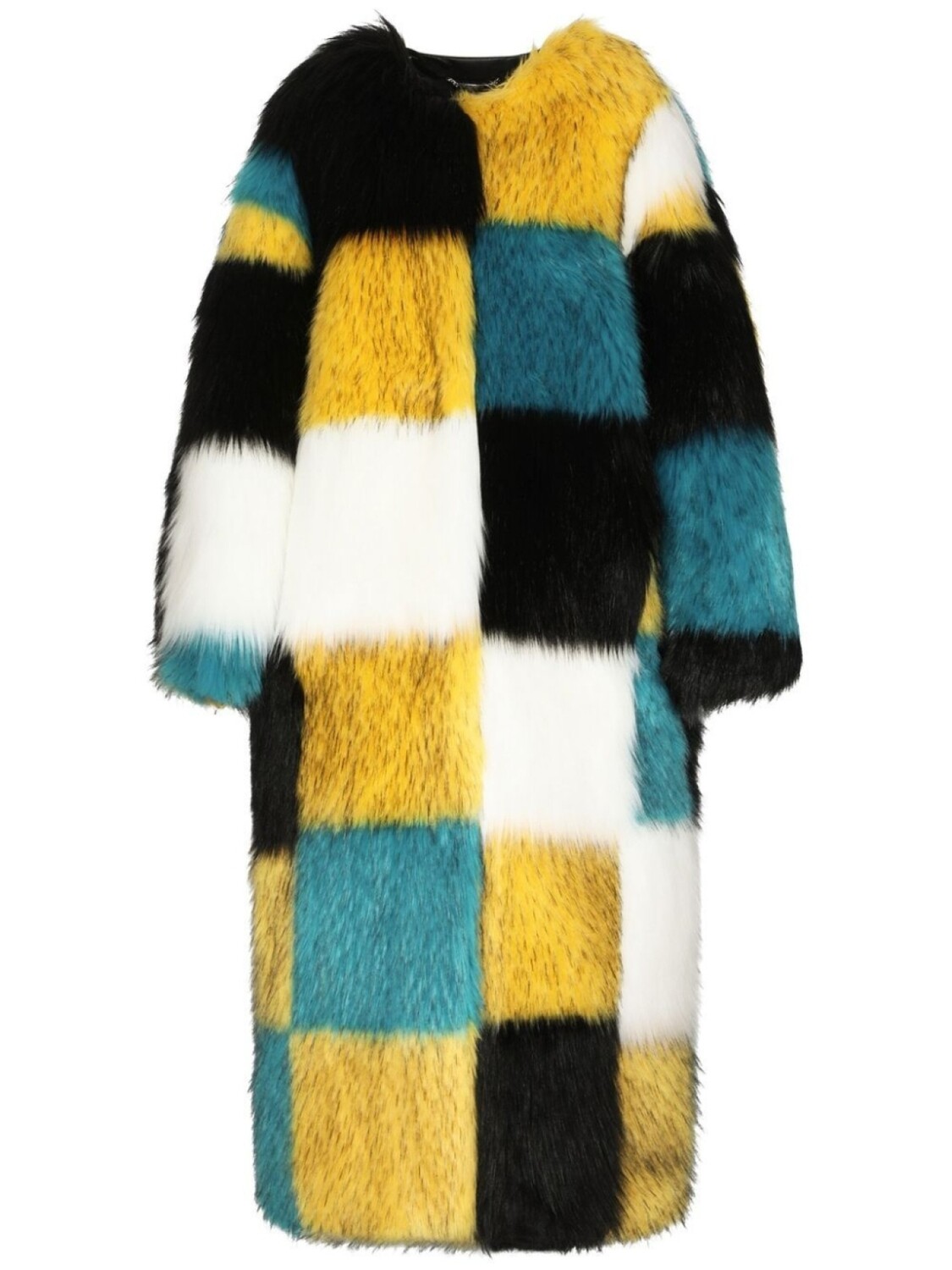 

Dolce & Gabbana check-pattern faux-fur coat, желтый