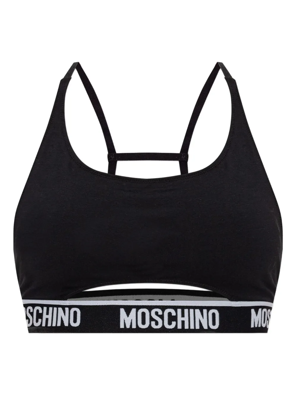 

Укороченный топ с вырезами и логотипом Moschino, черный