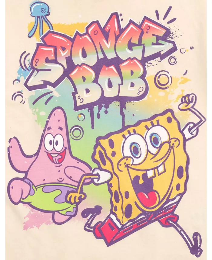 Детский комплект: футболка и шорты из футера для девочек SpongeBob SquarePants, коричневый/бежевый — фото 3