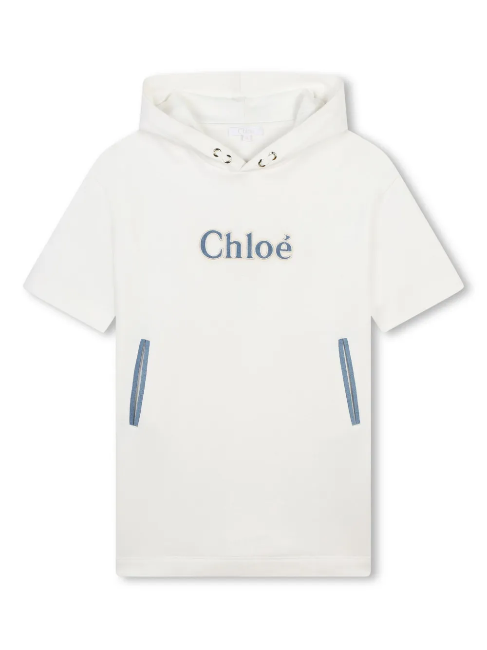 

Платье с капюшоном и логотипом Chloé Kids, белый