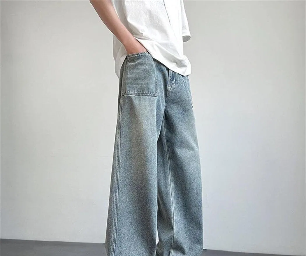 Джинсы прямые широкие Vintage Washed, джинсовая ткань, 3 — фото 2