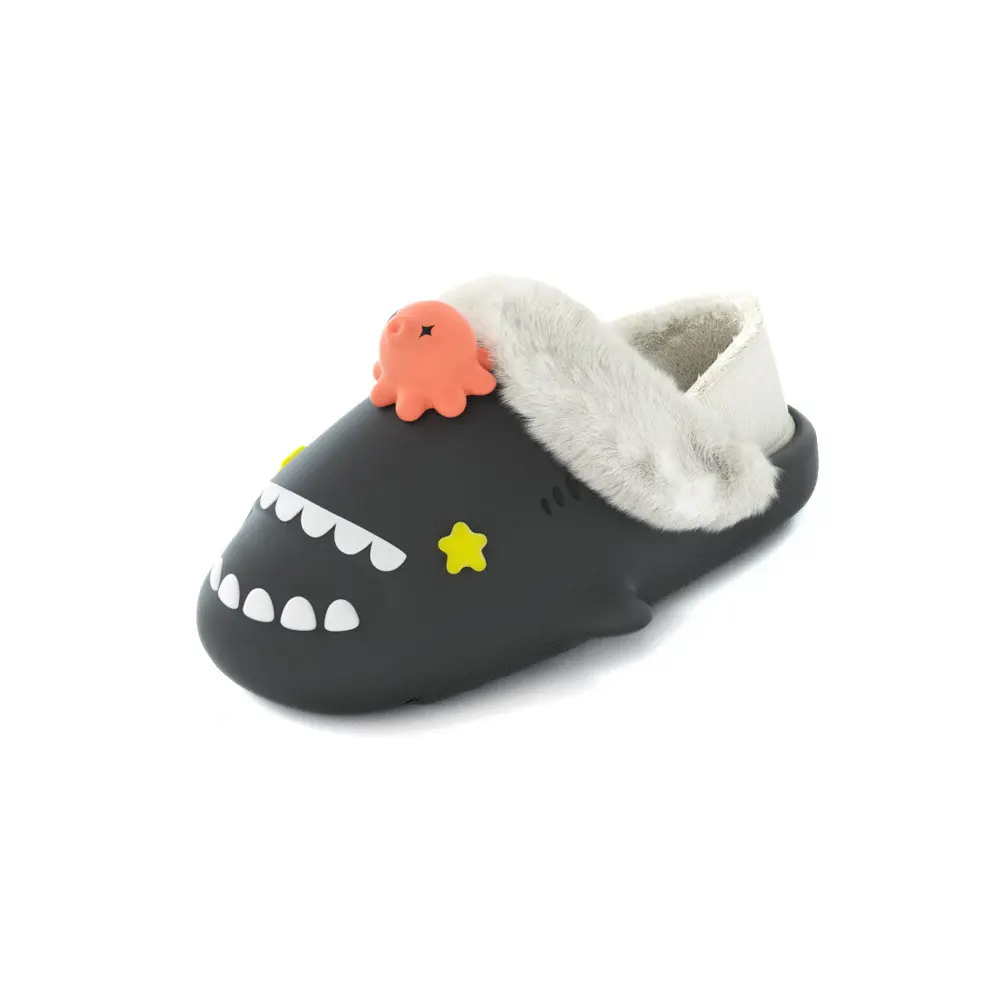 

HelloSlippers Акула Зимние Акулики Зимний Осьминог, Закрытые Тапочки на Каблуке Унисекс Чёрные, цвет Black