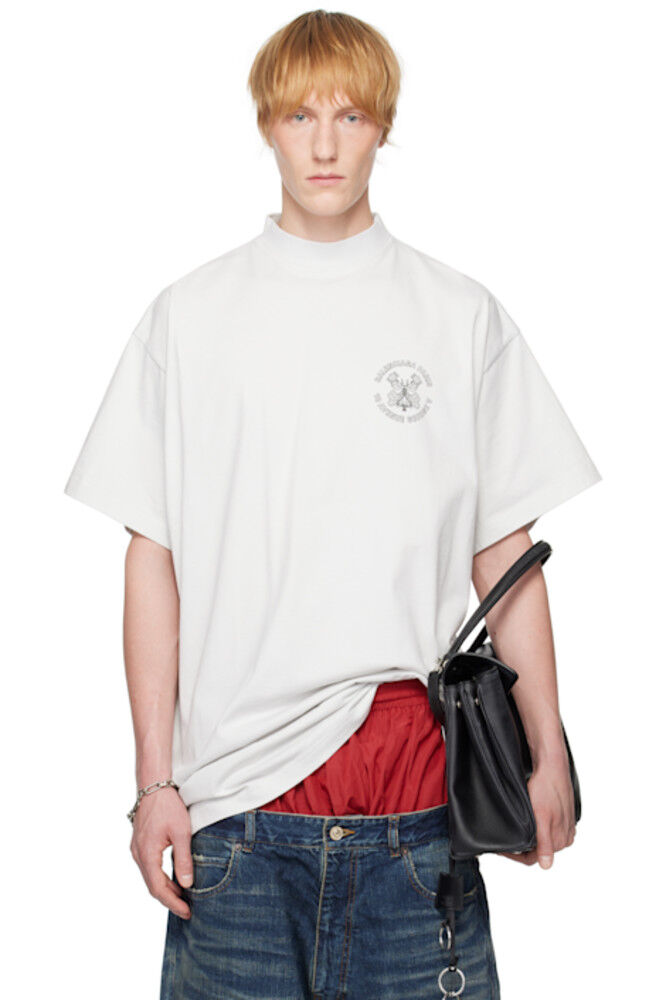 

Серая футболка с большим принтом «Key Crest» Balenciaga