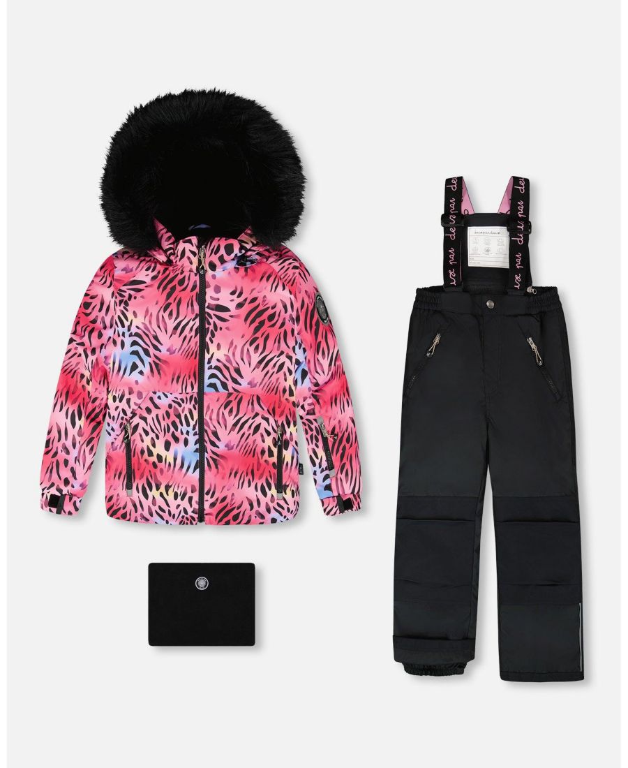 

Зимние варежки для девочек Teknik, бежевые с леопардовым принтом - для малышей/детей Deux par Deux, Black