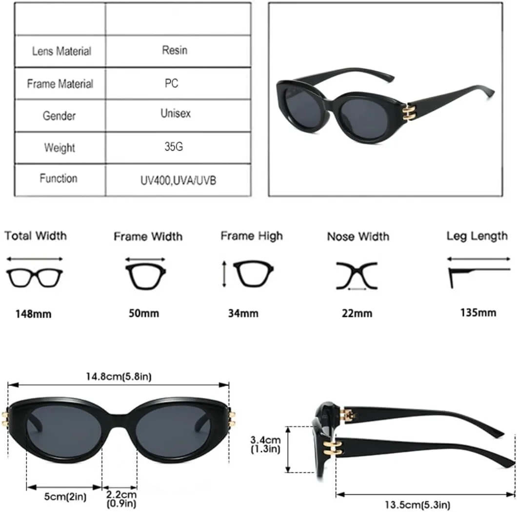 

Модные солнцезащитные очки «кошачий глаз» для женщин и мужчин, защита от УФ-излучения UV400, ретро, ​​маленькие овальные, для активного отдыха TVTBBVV, White Gray