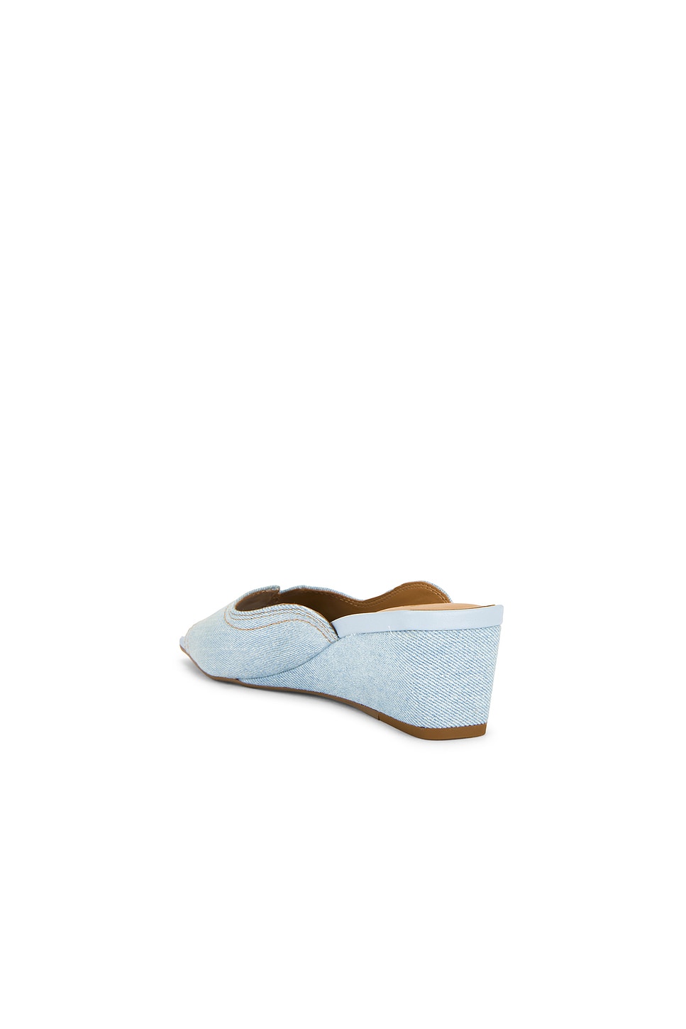 Босоножки-мюли с клиновидной подошвой Butterfly Wedge из денима Ganni, niagara mist — фото 3