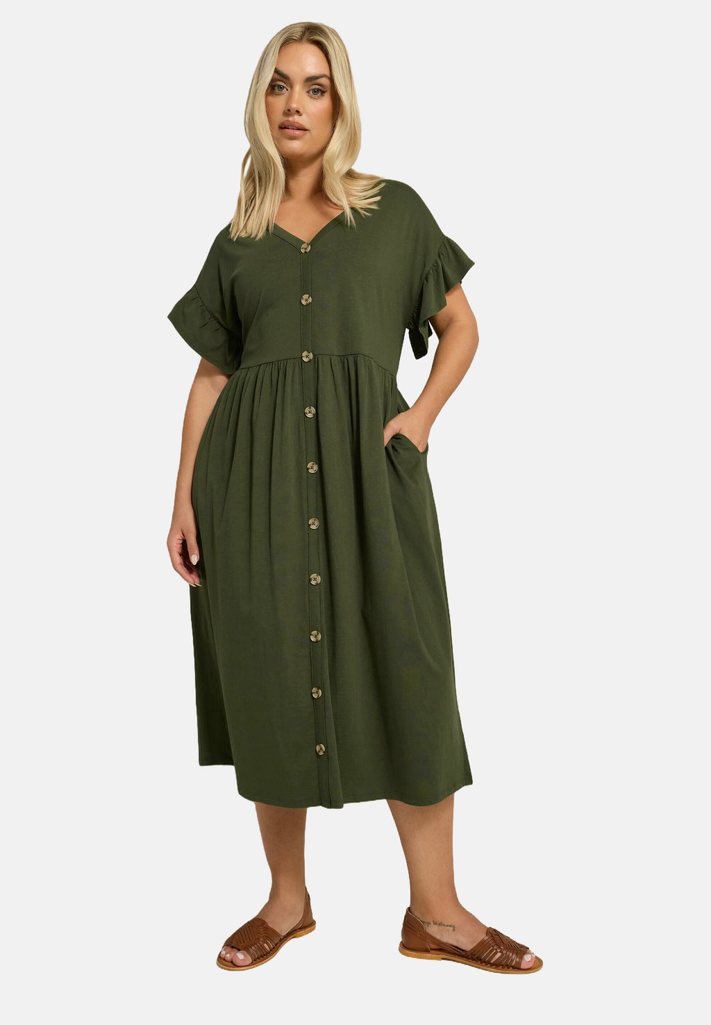 

Повседневное платье CURVE PEPLUM Yours Clothing, хаки