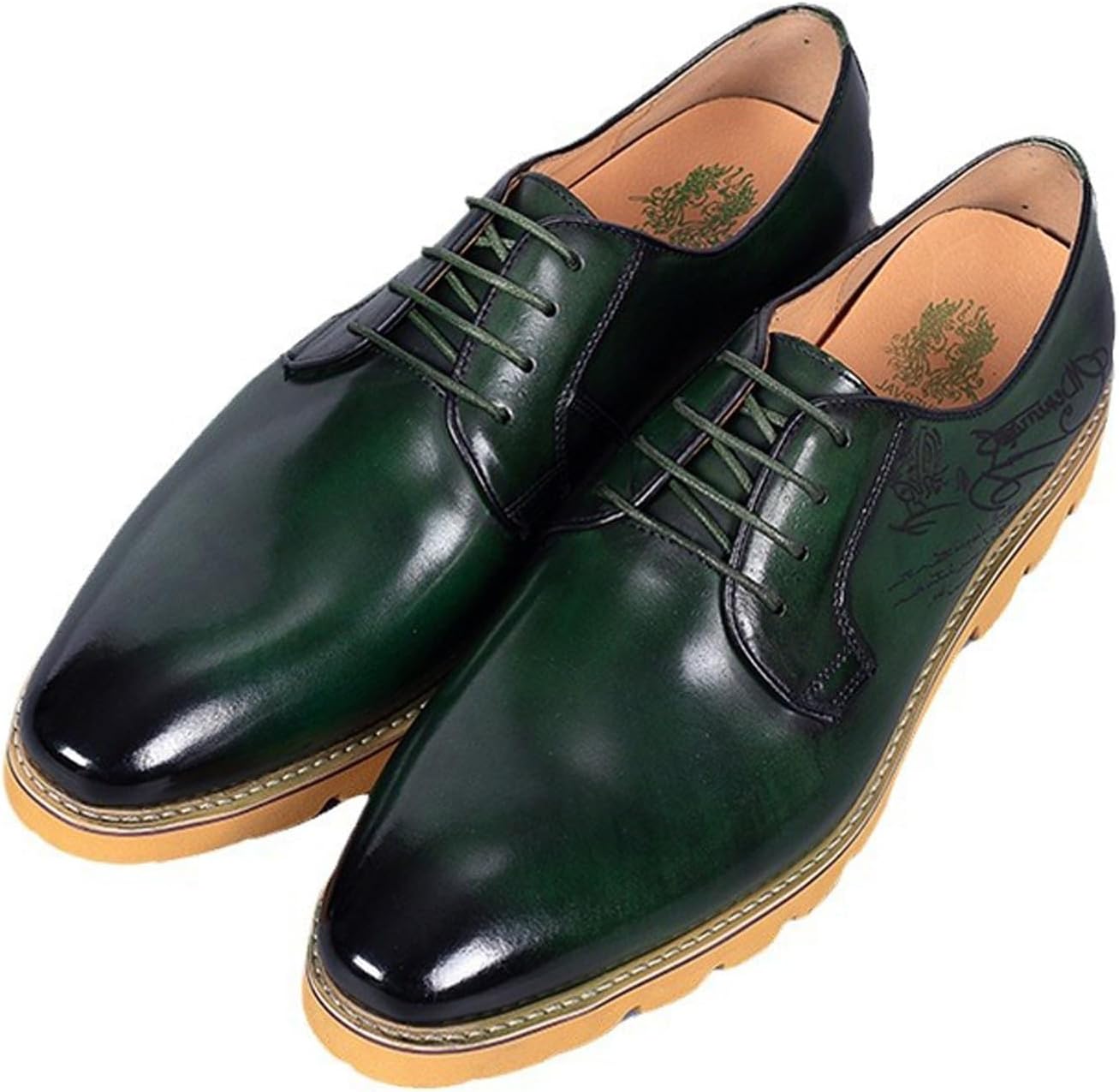 

Мужские кожаные туфли Santimon, Стильные оксфорды на шнуровке для офиса, свадеб и повседневной носки, Удобные деловые туфли с премиальной стелькой для комфорта в течение всего дня, зеленый