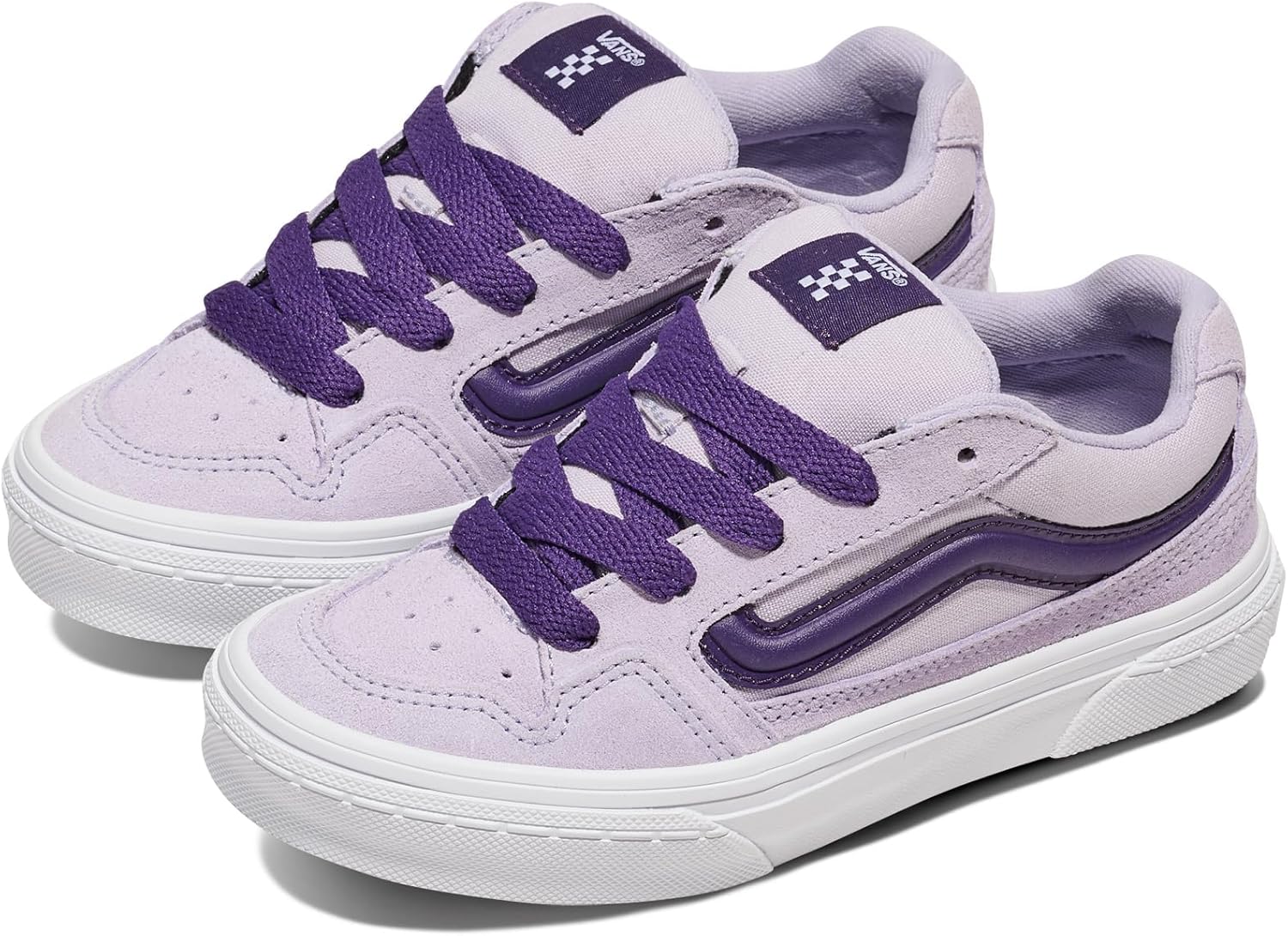 Vans Unisex-Child Caldrone Shoe | Модель для мальчиков и девочек, низкие модные кроссовки, массивный ретро-стиль, 2-Tone Canvas/Suede Lilac Mist — фото 2