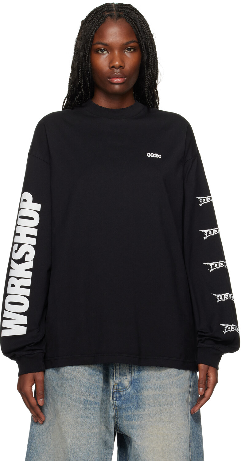 

Черная футболка Nerve Hatter Boxy Longsleeve 032c