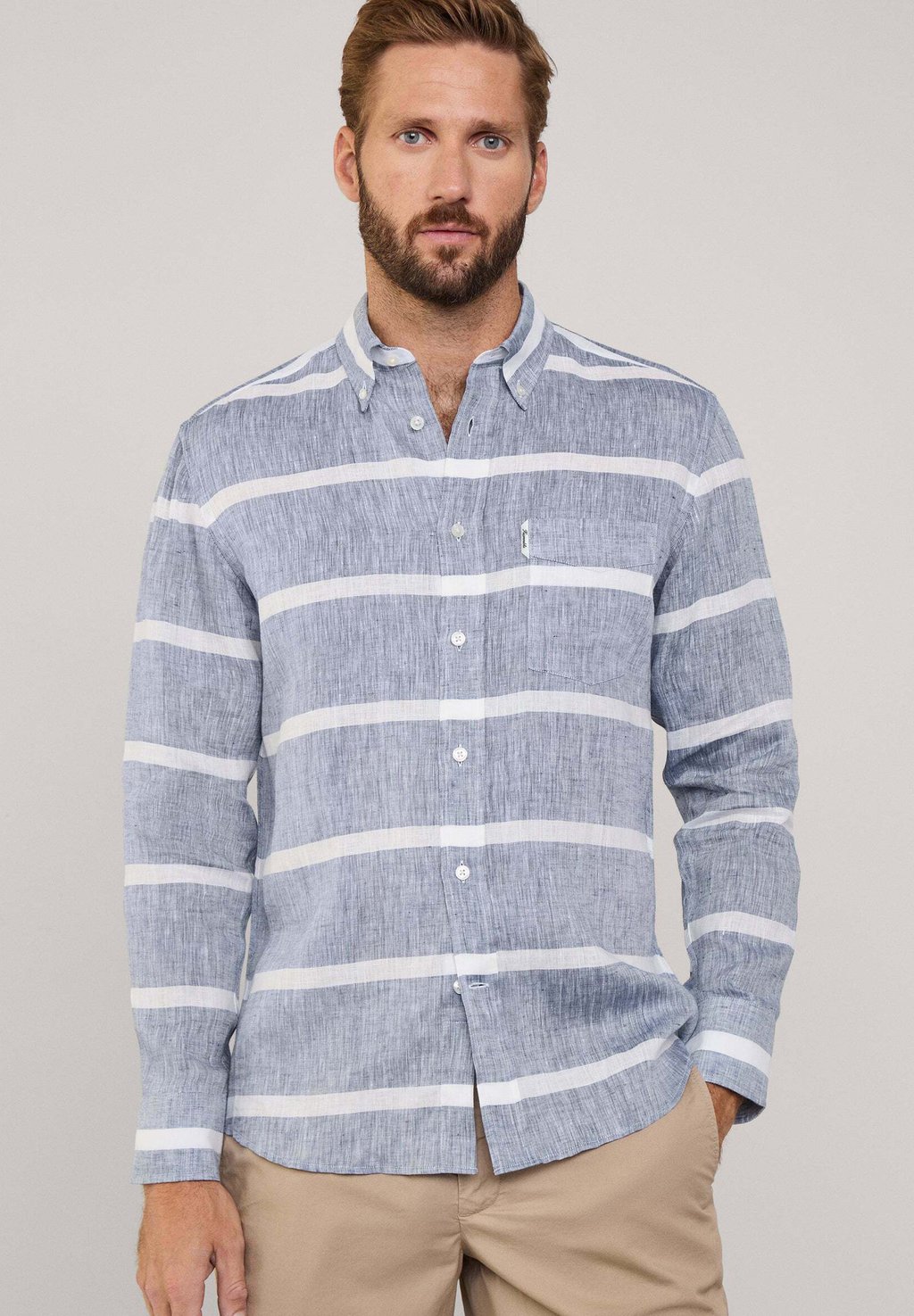 

Рубашка REGULAR FIT WIDE STRIPED LINEN Façonnable, темно-синий