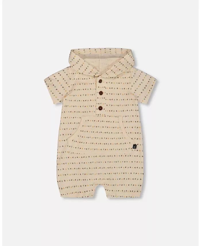 

Комбинезон с капюшоном из органического хлопка с принтом для мальчиков, белый цвет Deux par Deux