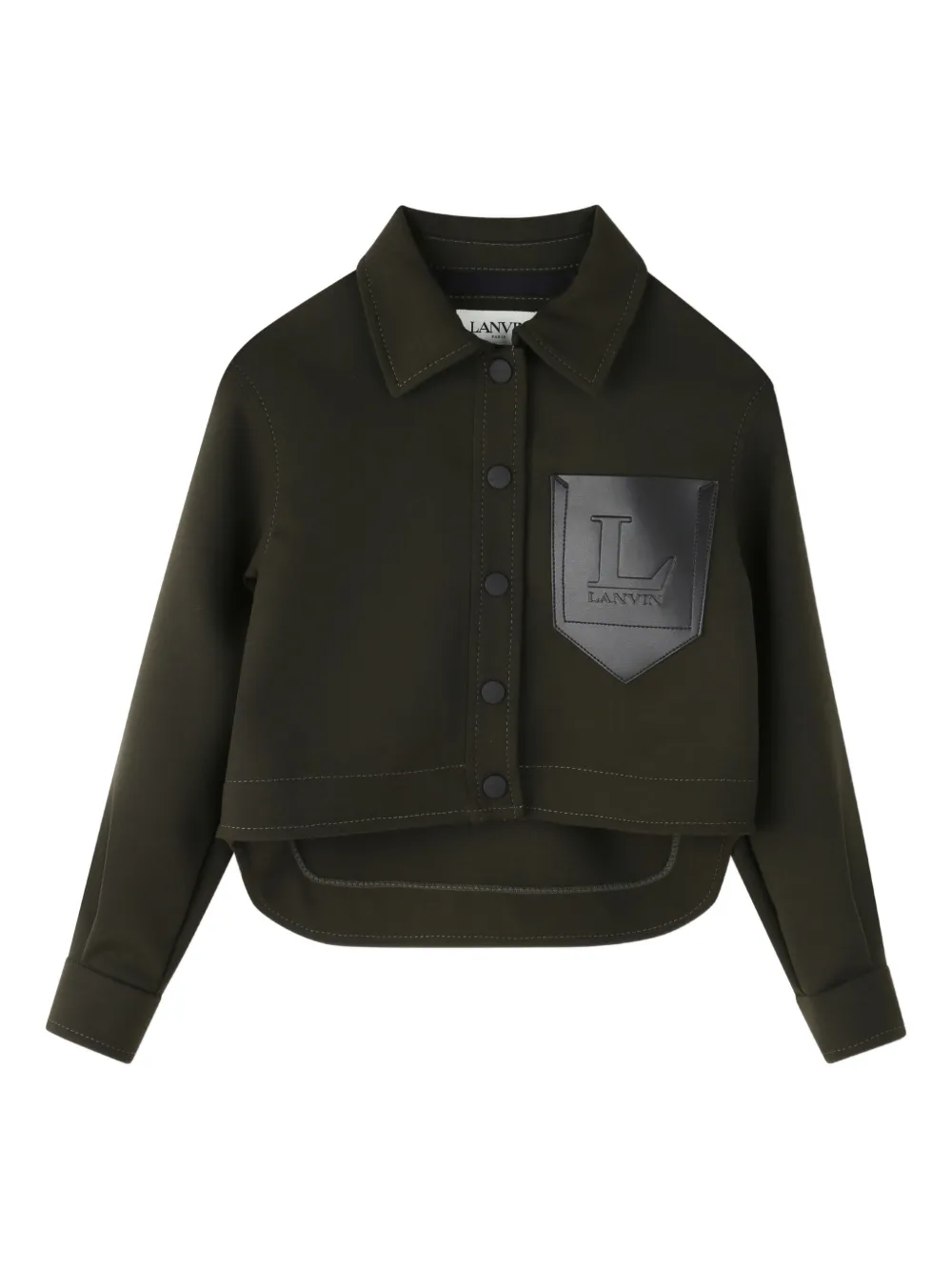 

Укороченная куртка с вышитым логотипом Lanvin Enfant, черный
