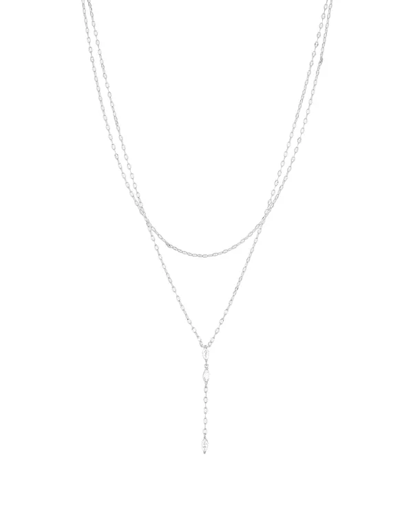 

Двухслойное Y-образное ожерелье с кубическим цирконием And Now This, silver