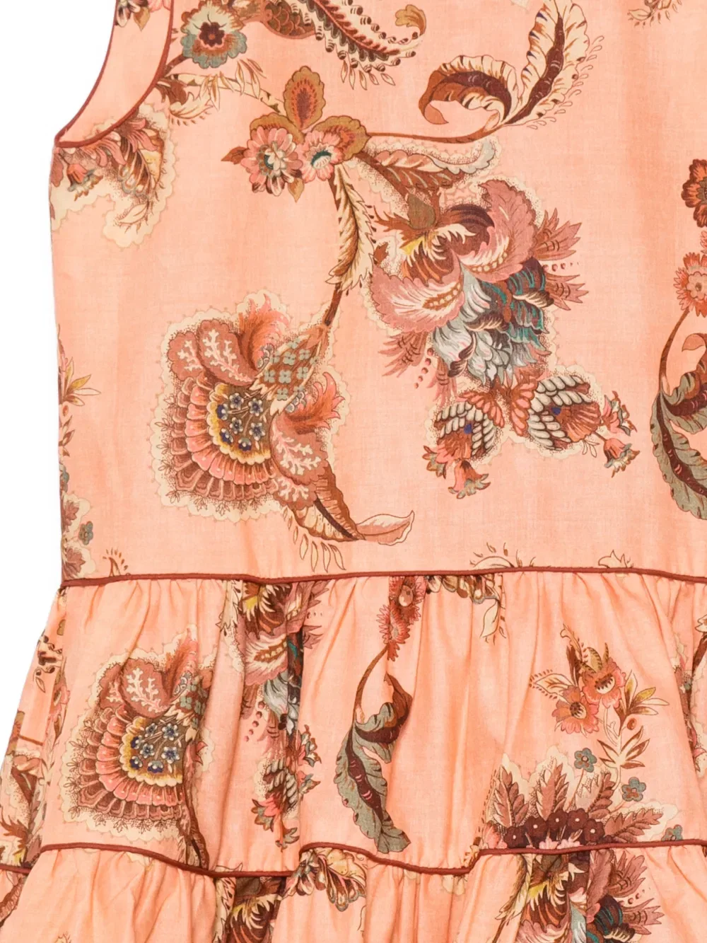 Многоярусное платье с цветочным принтом Zimmermann Kids, оранжевый — фото 3