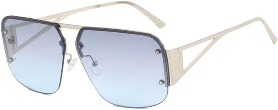 

Ретро женские солнцезащитные очки в винтажном стиле с металлической оправой, мужские очки с прозрачными линзами и защитой от УФ-излучения UV400 LANGSER, Silver Grey Blue