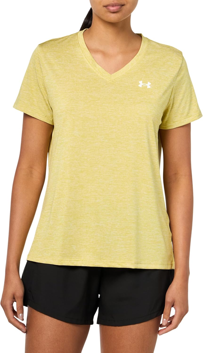 

Under Armour Женская Футболка Tech Twist V-образным Вырезом с Коротким Рукавом, (729) Yellow Shade/White