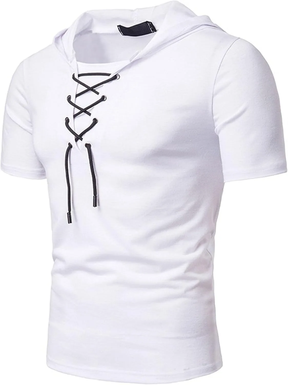 

Мужская футболка с капюшоном на шнурке, V-образным вырезом и коротким рукавом SWJGLITTR