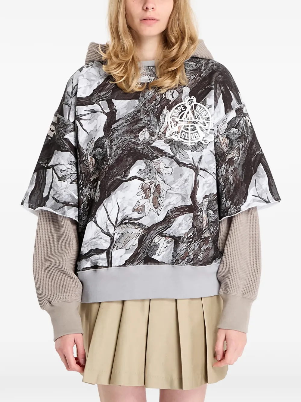 Многослойное худи с камуфляжным принтом Tree Edge A Bathing Ape, нейтральный — фото 3