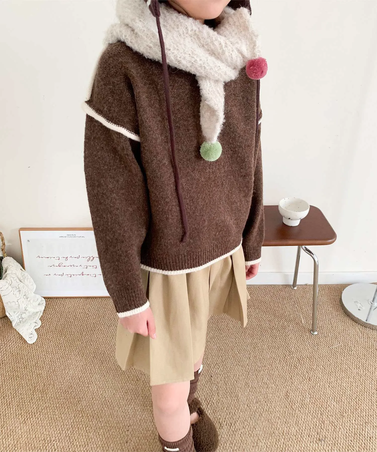 Детский мягкий вязаный пуловер из мохера Aimoha Kids, coffee — фото 4