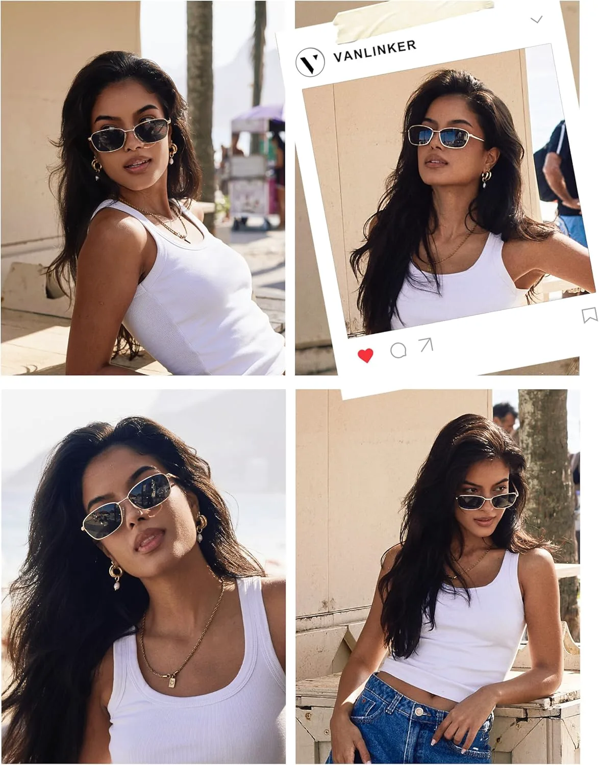 

Солнцезащитные очки VANLINKER Retro Rectangle Polarized Sunglasses Women Mens Vintage Metal Frame Fashion Skinny Sunnies VL9876, C5-gold Frame Ash Green Lens