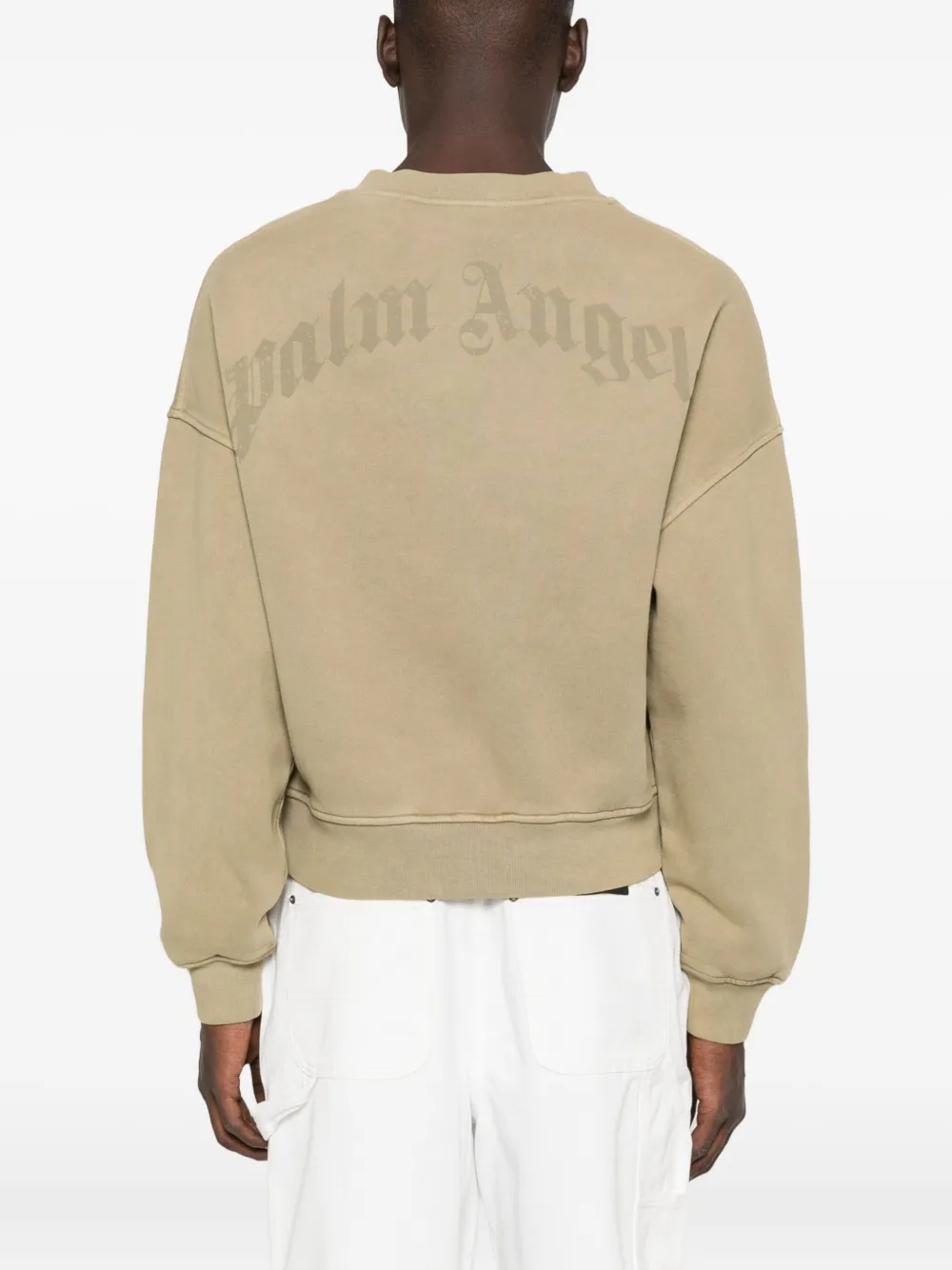 Хлопковая толстовка с круглым вырезом PALM ANGELS, зеленый — фото 4