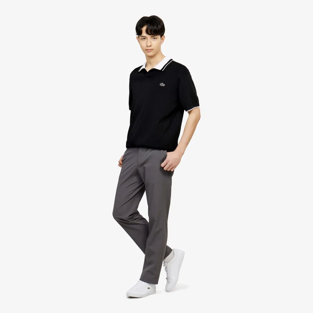 Мужской свитер с открытым воротником, чёрный, от Lacoste — фото 4