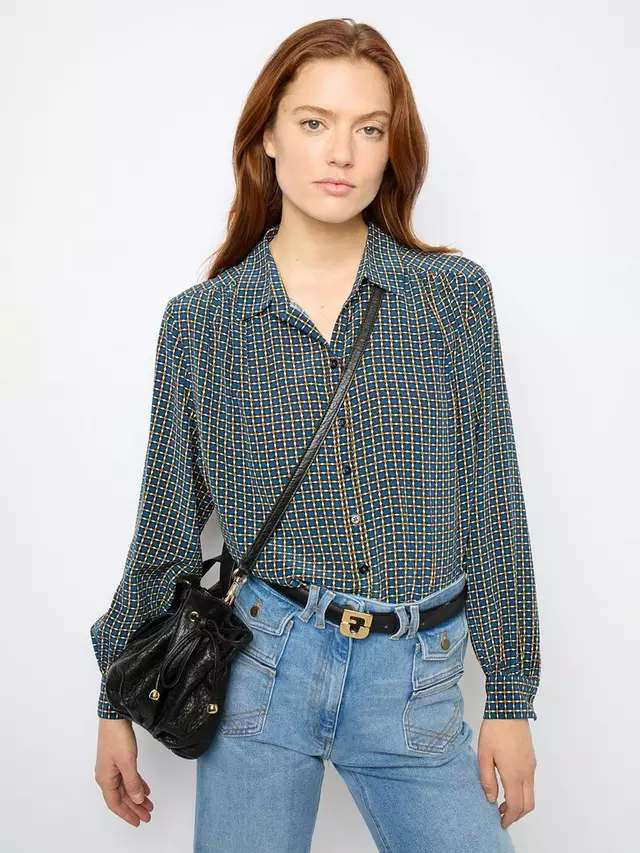 

Рубашка Gerard Darel Bastia Check Silk, цвет blue/multi