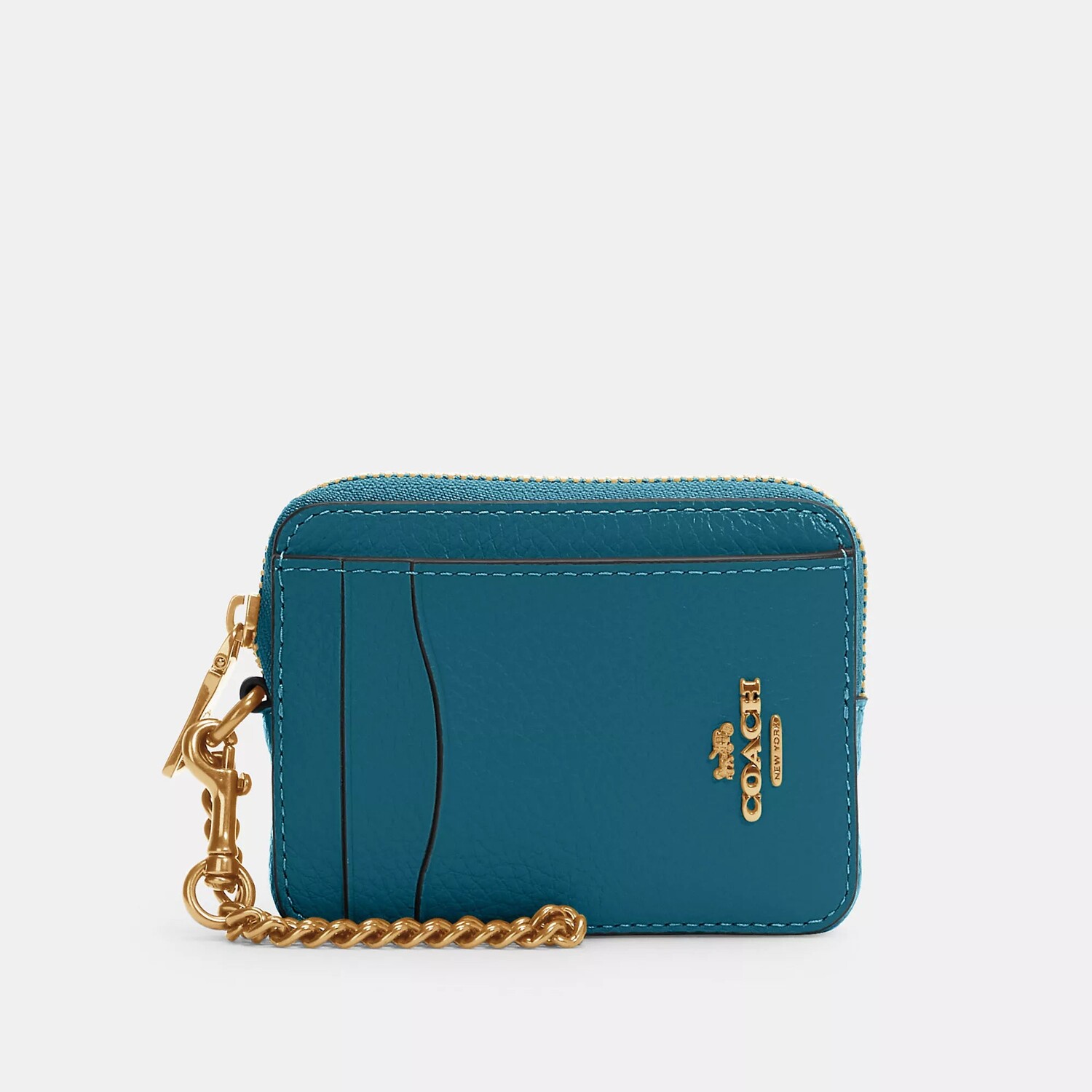 

Чехол для карточек Coach Outlet на молнии, цвет Gold/Teal Ink