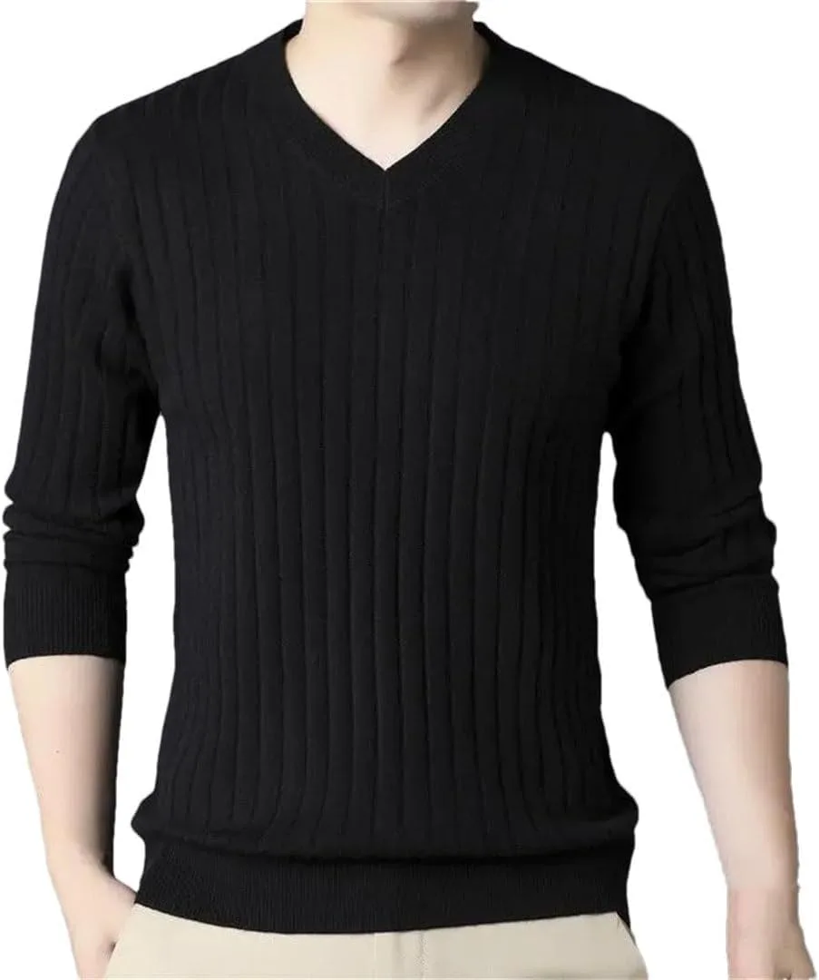 

Vogrtcc мужской свитер с V-образным вырезом, полоска, осень-зима