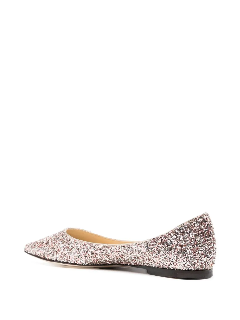 Балетки Romy с заостренным носком и блестками JIMMY CHOO, розовый — фото 3