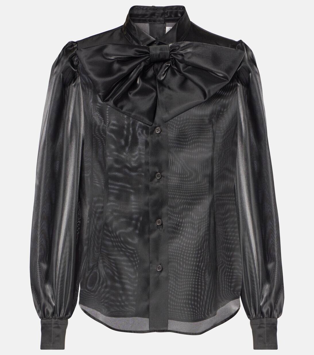 

Атласная рубашка с завязкой на шее Noir Kei Ninomiya, черный