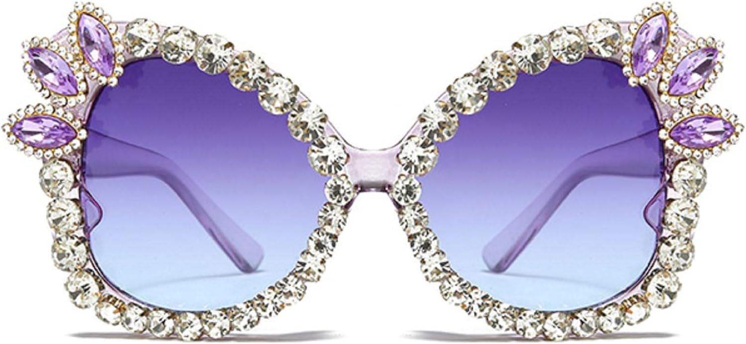 

Солнцезащитные очки в форме бабочки для женщин и мужчин, винтажные, с бриллиантами и стразами, в стиле ретро, ​​для рейв-вечеринок, Хэллоуина, с защитой от ультрафиолета UV400 mincl, Purple