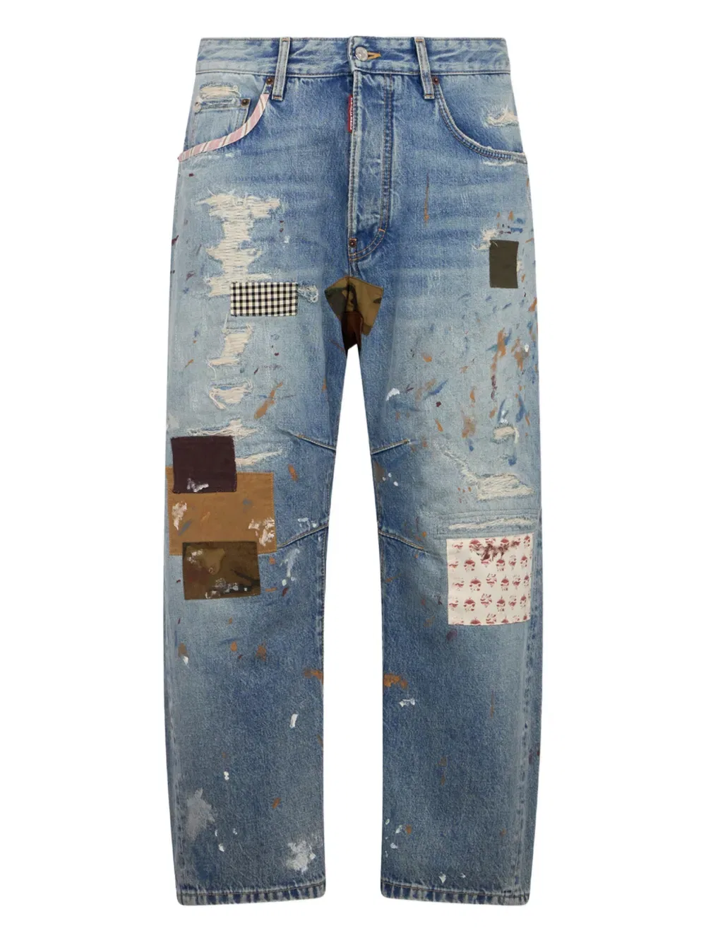 Джинсы в стиле пэчворк Dsquared2, синий