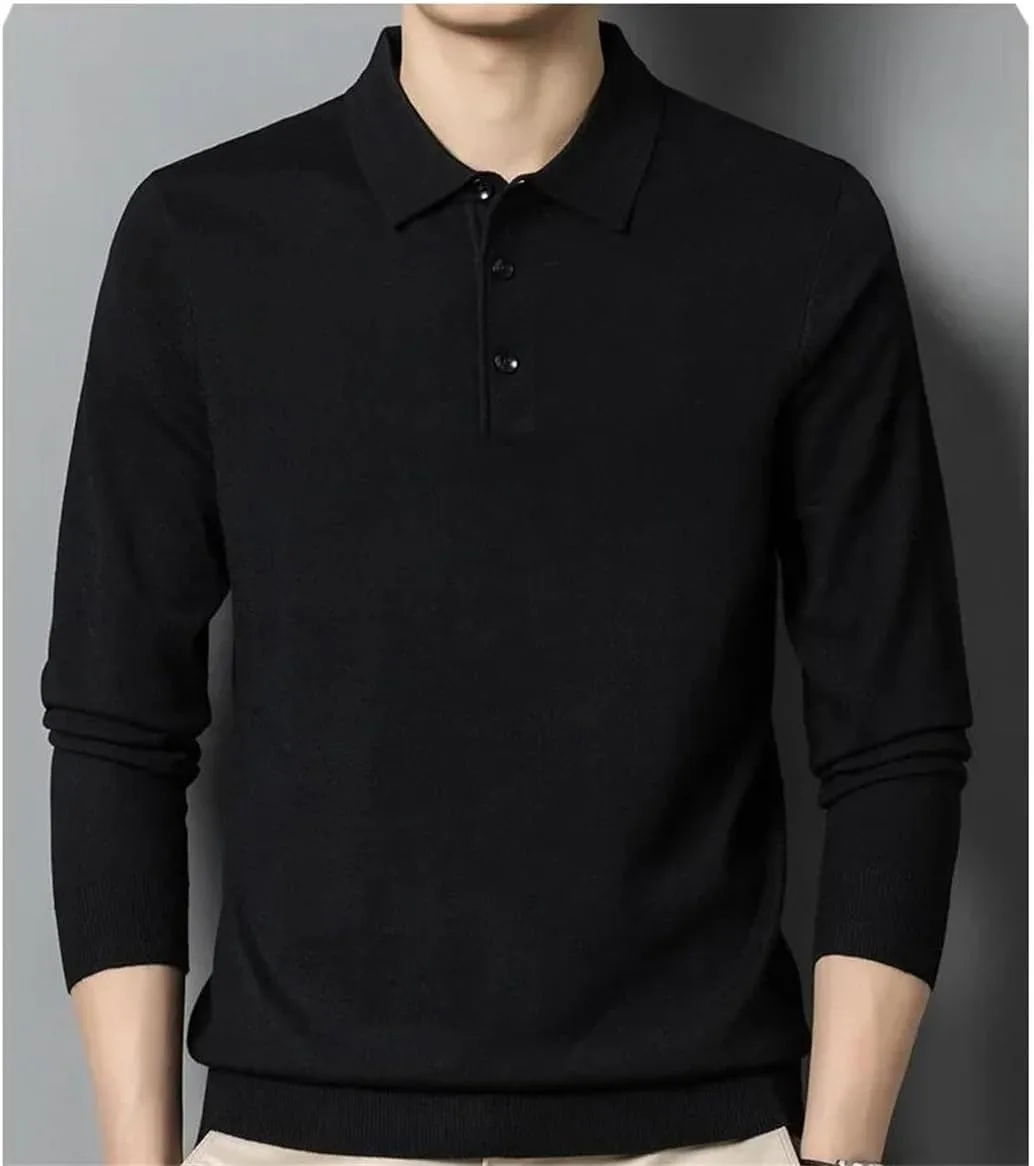 

Мужской свитер с воротником-поло из шерстяной смеси