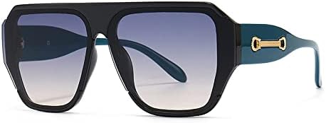 

Винтажные большие солнцезащитные очки для женщин и мужчин, солнцезащитные очки с плоской верхней частью, сине-белые очки, женские ретро-очки с защитой от УФ-излучения UV400 MTZJH, 2