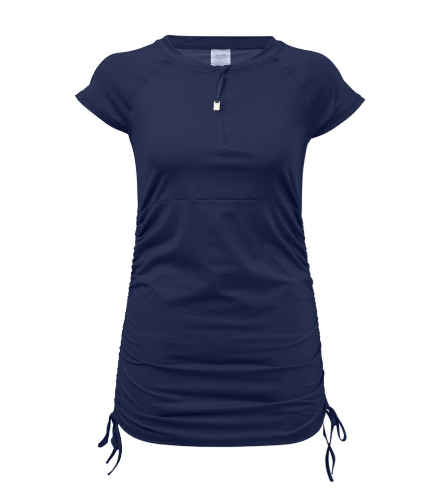 

Женское темно-синее купальное платье с драпировкой и короткими рукавами Snapper Rock, Navy