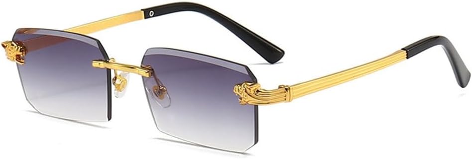 

Солнцезащитные очки LVTFCO без оправы, прямоугольной формы, для женщин и мужчин, винтажные, металлические, с леопардовым принтом, модные, без оправы, тонированные, UV400, Gray