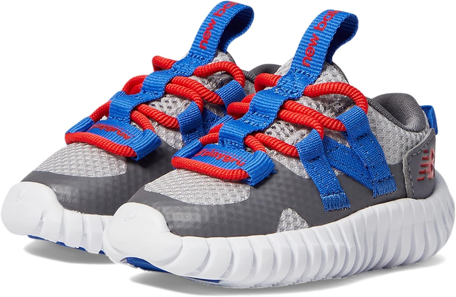Кроссовки New Balance Kid's Playgruv V1 с эластичной шнуровкой, красный/серый — фото 2