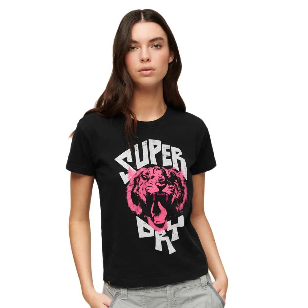 

Футболка Superdry Indigo Workwear Cap Lo-Fi Rock Graphic Fitted, розовый