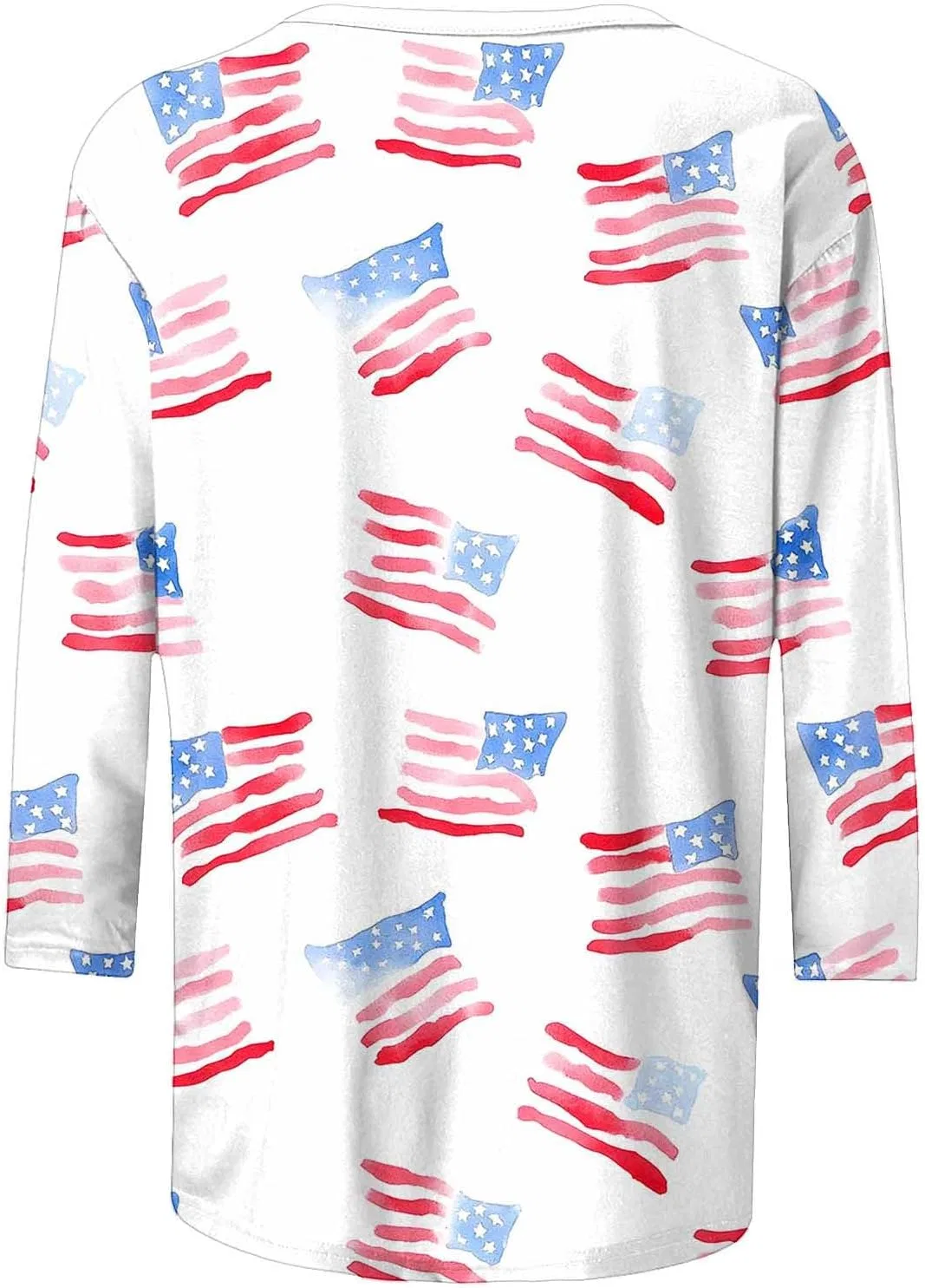 Женская футболка с длиной рукава 3/4, Patriotic American Flag, белый — фото 3