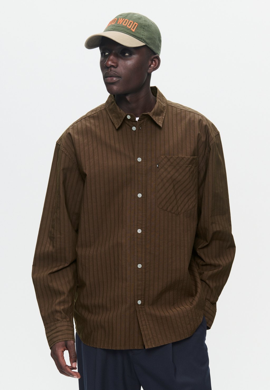 

Рубашка WW DAY DOBBY STRIPE SINGLE POCKET DOUBLE A BY W.W., коричневый