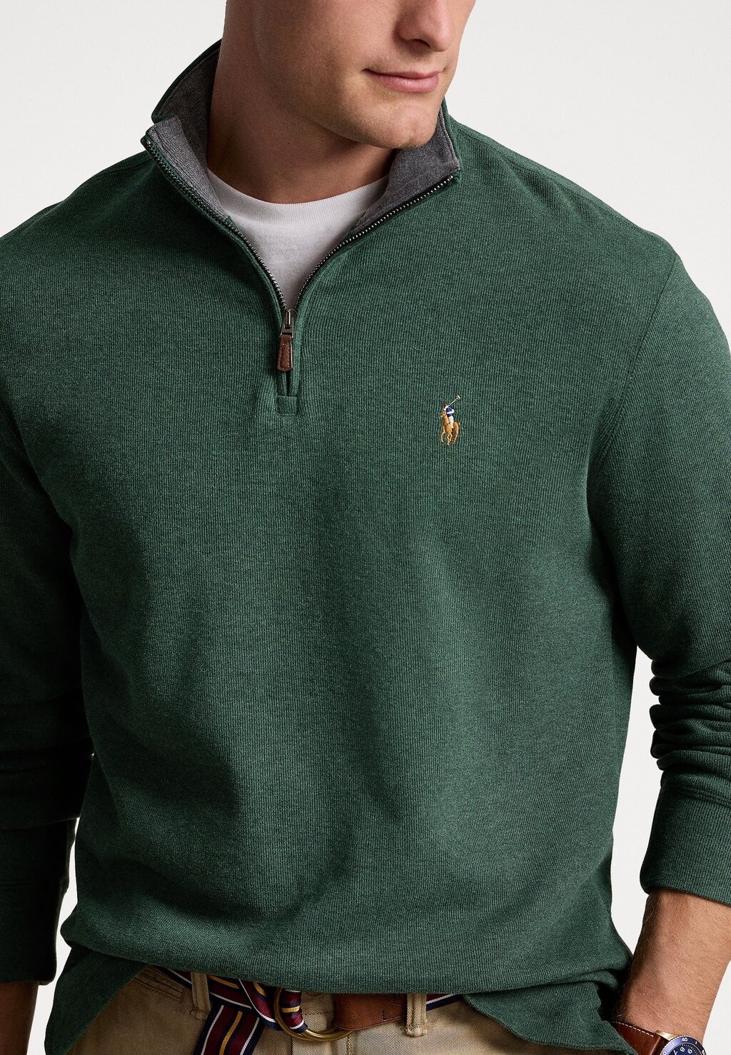 

Джемпер ESTATE-RIB QUARTER-ZIP PULLOVER Polo Ralph Lauren, темно-зеленый