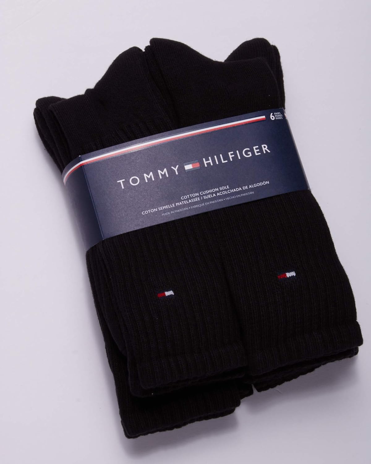 Мужские носки Tommy Hilfiger Crew Socks - 6 пар, хлопковая смесь, эластичные, мягкие, дышащие, спортивные носки для мужчин, Black — фото 3