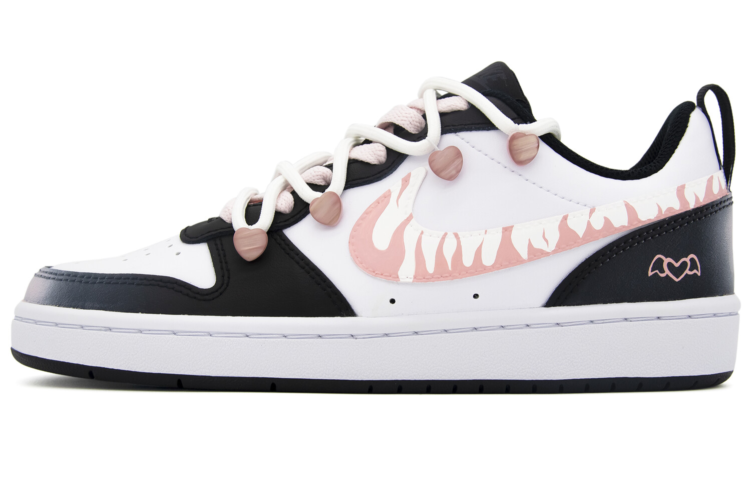 

Кроссовки Nike Court Borough Skateboard Shoes Women's Low-Top Black Pink, Черный, Кроссовки Nike Court Borough Skateboard Shoes Women's Low-Top Black Pink