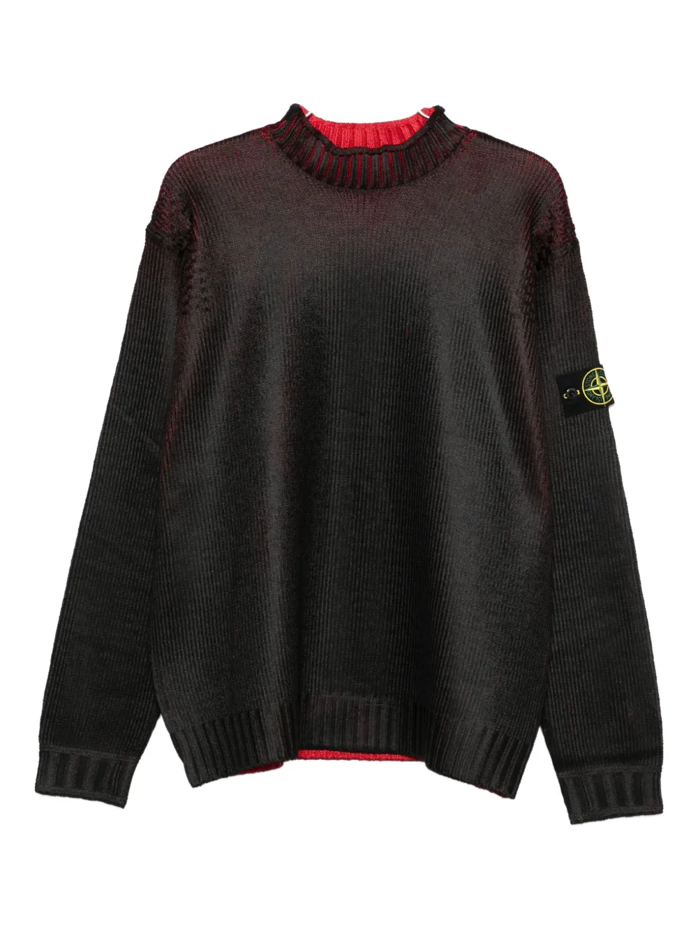 

Ребристый свитер с воротником-стойкой Stone Island, черный