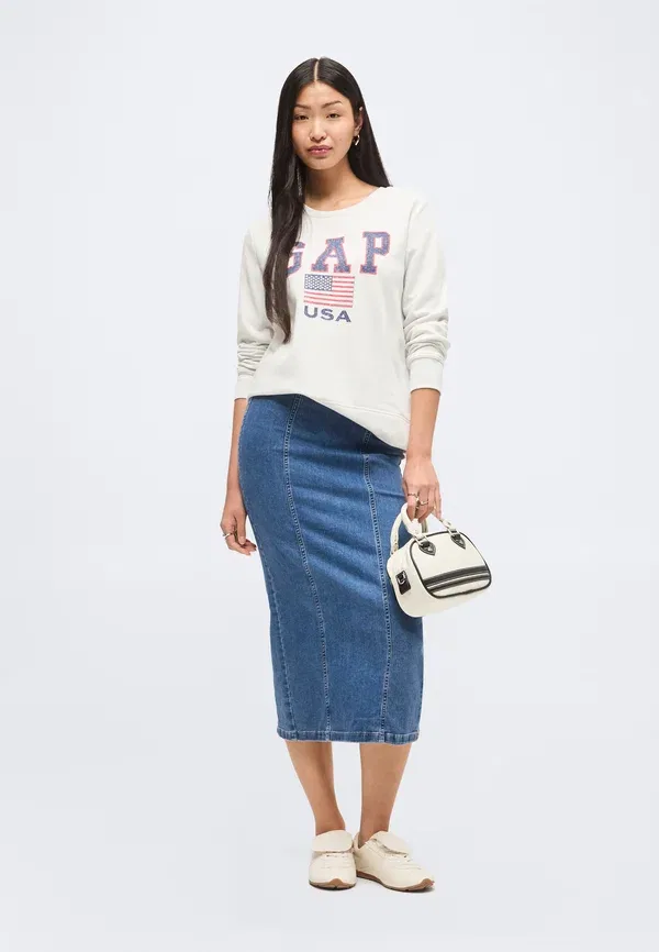Толстовка Gap Logo doorbuster crew, цвет светло-бежевый — фото 2