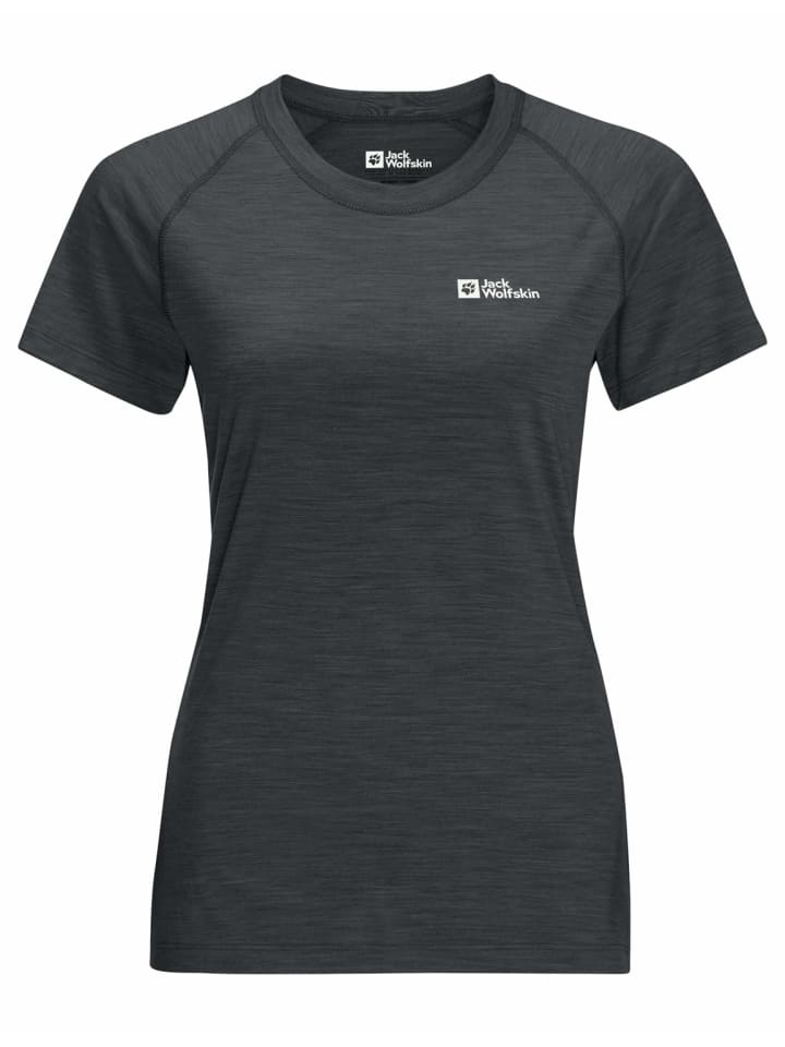 

Jack Wolfskin Женская футболка с круглым вырезом серого цвета, Серый, Jack Wolfskin Женская футболка с круглым вырезом серого цвета
