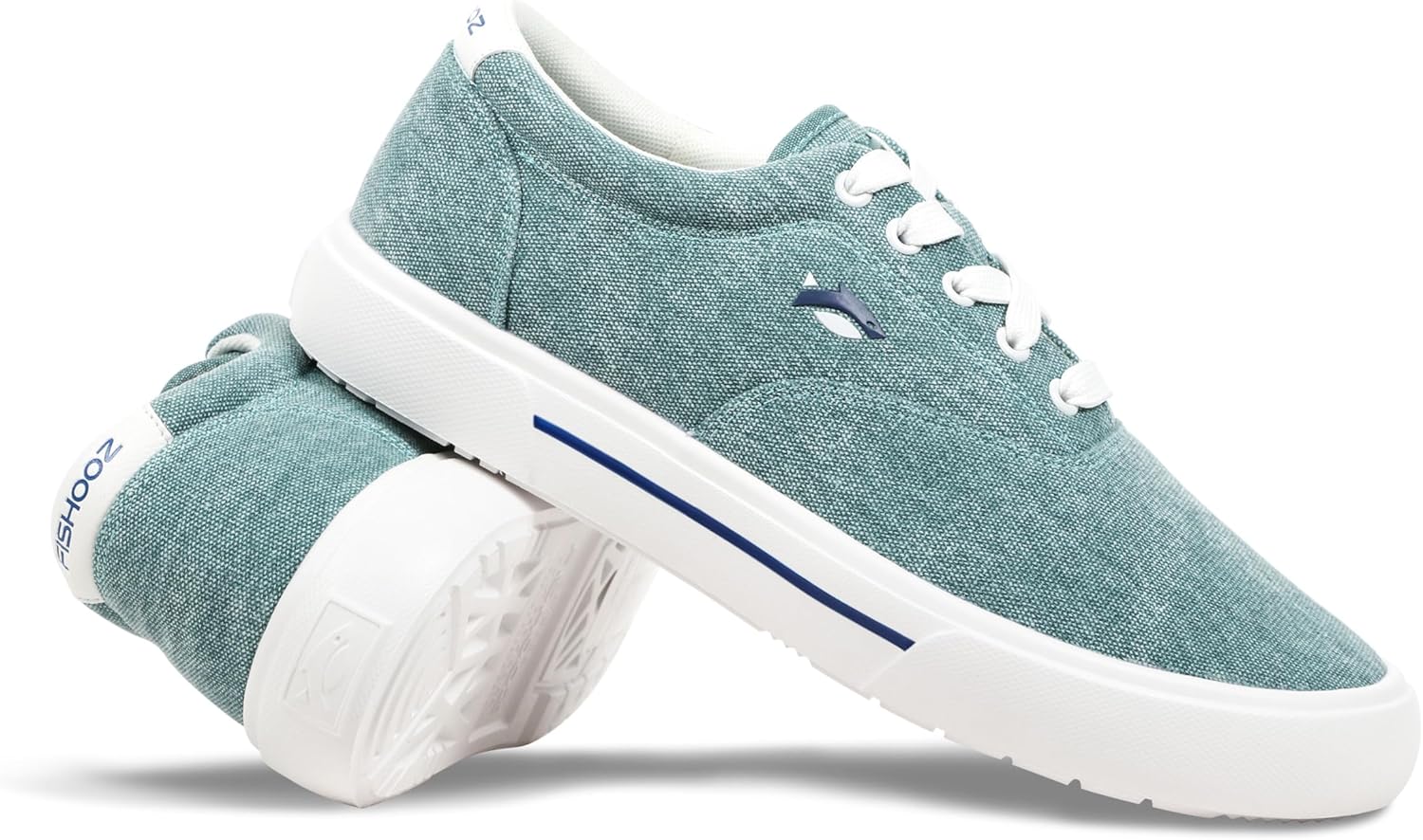 

Мужские лодочные кроссовки FISHOOZ с выцветшим эффектом и шнуровкой - водоотталкивающие, с поддержкой свода стопы, с мягким воротником, на платформе как у кроссовок - для лодки, рыбалки и повседневной носки, белый/бирюзовый