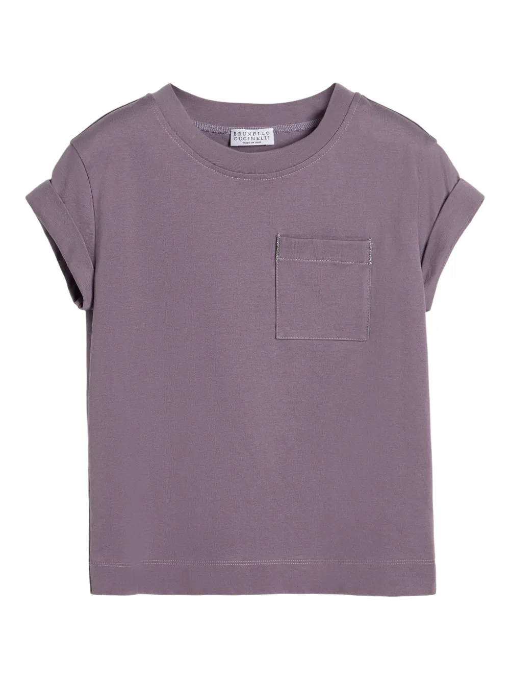 

Футболка с подвернутыми рукавами и карманом Brunello Cucinelli Kids, фиолетовый
